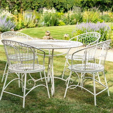 Outdoor Metal Gazebo Antiqued Cream Finish with Birds