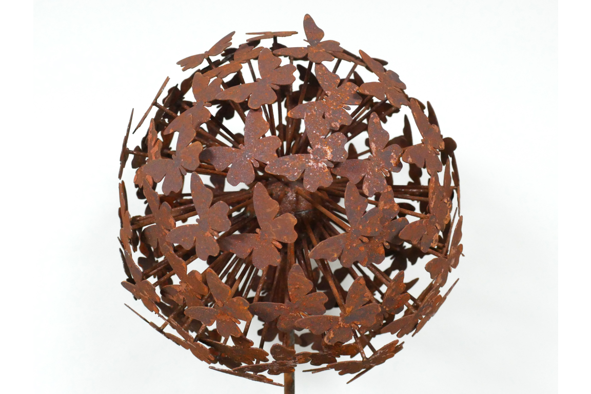 Rusty Butterfly Ball Stake - Large