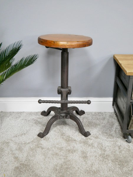 Metal Stool With Wooden Top