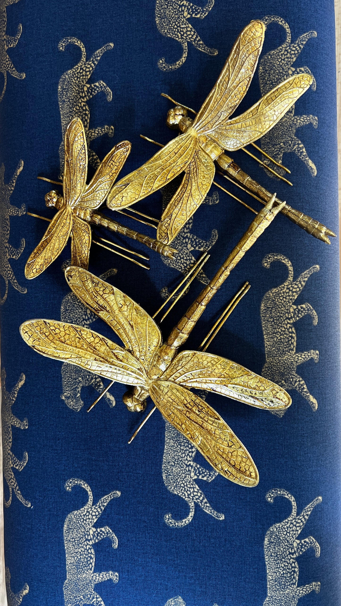 Small Antique Gold Dragonfly Wall Figure - Back in Stock