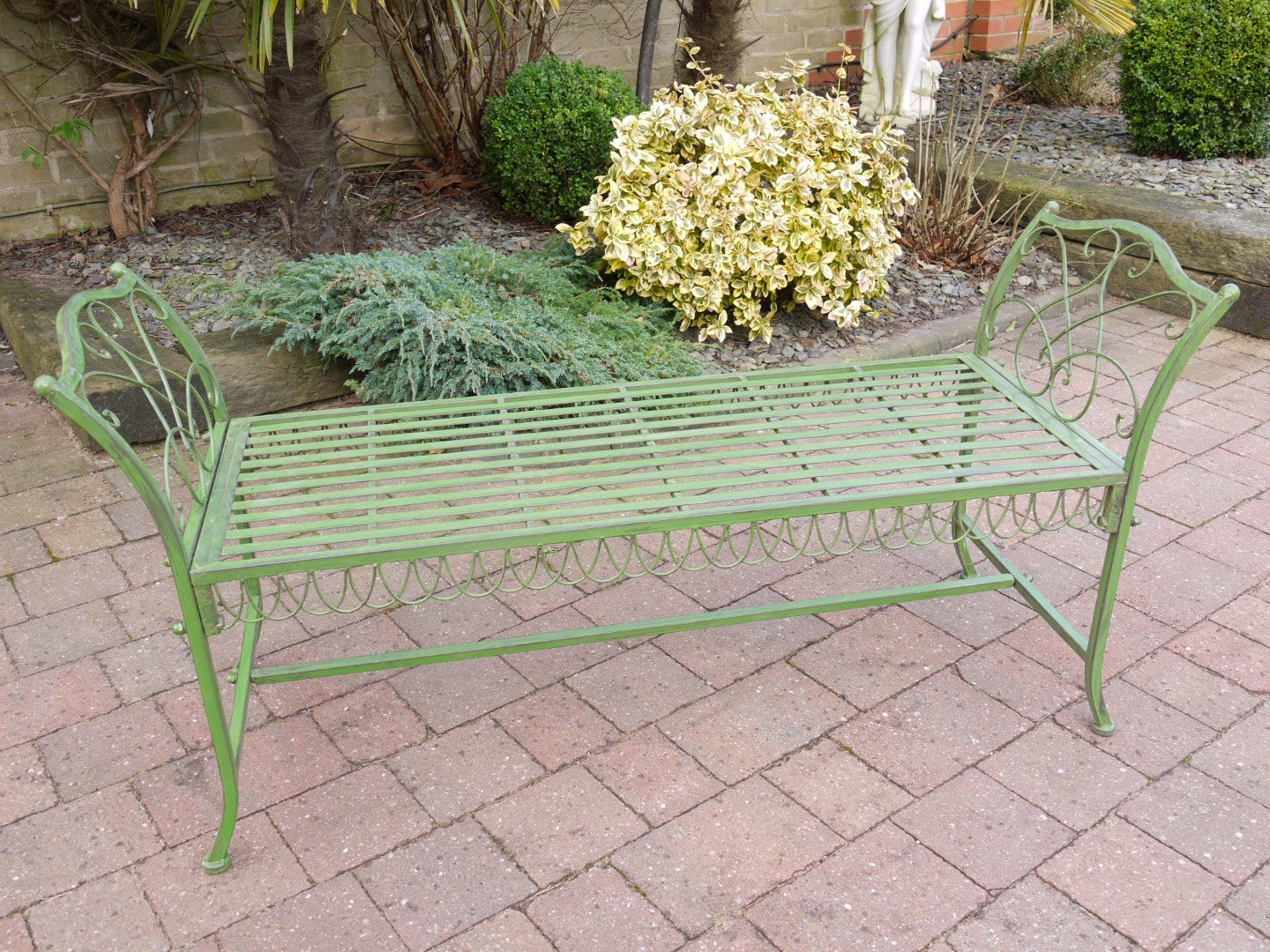 Outdoor Antique Green Stool Bench