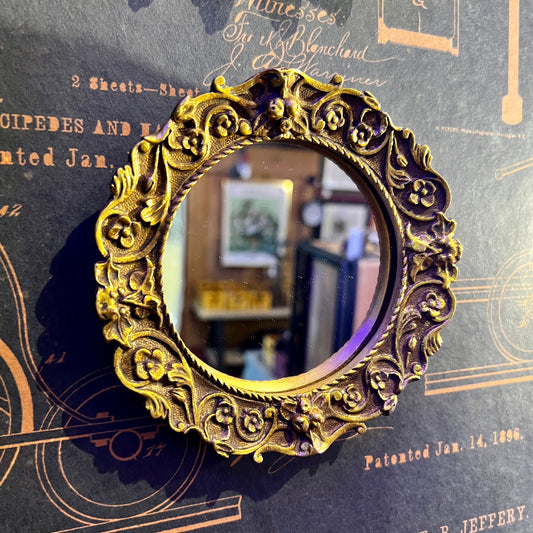 Ornate Antiqued Gold Framed Small Mirror