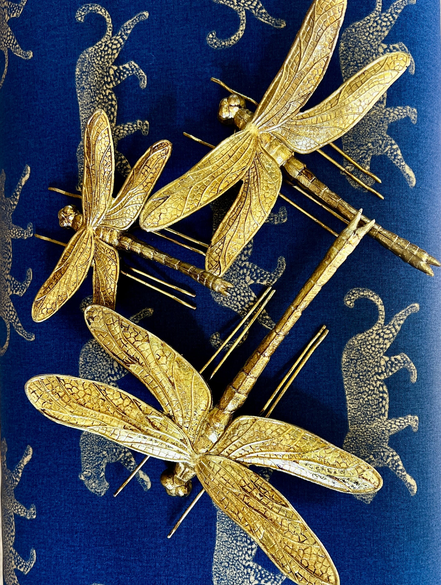 Large Antique Gold Dragonfly Wall Figure