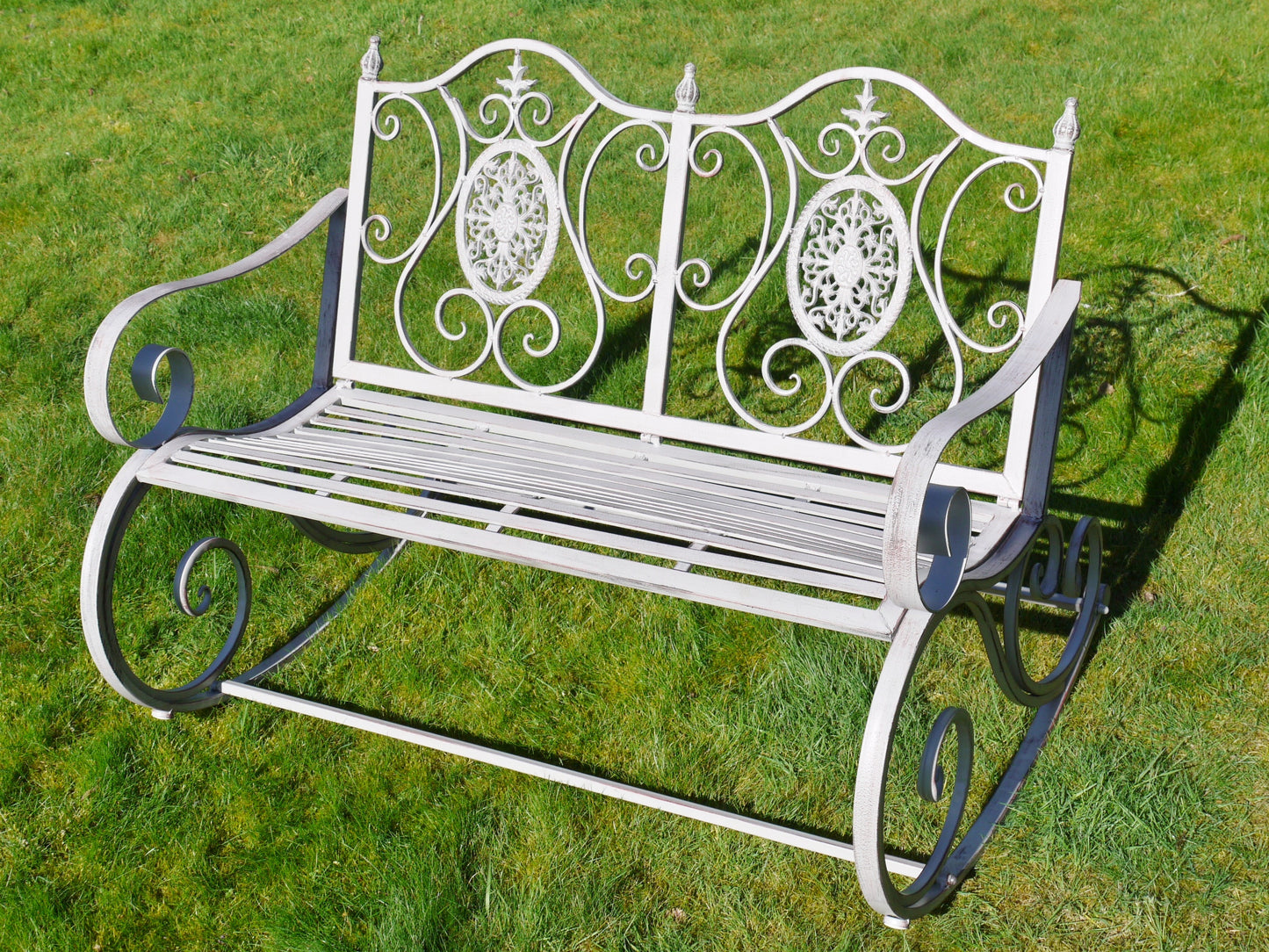 Outdoor Antique Grey Rocking Bench