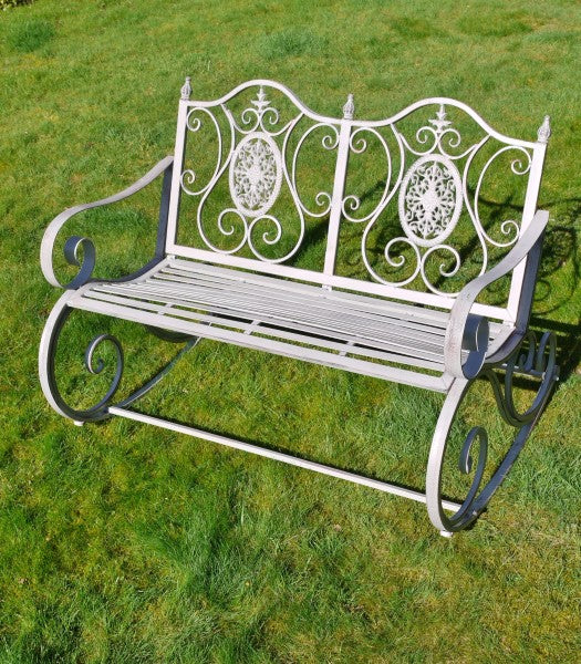 Outdoor Antique Grey Rocking Bench