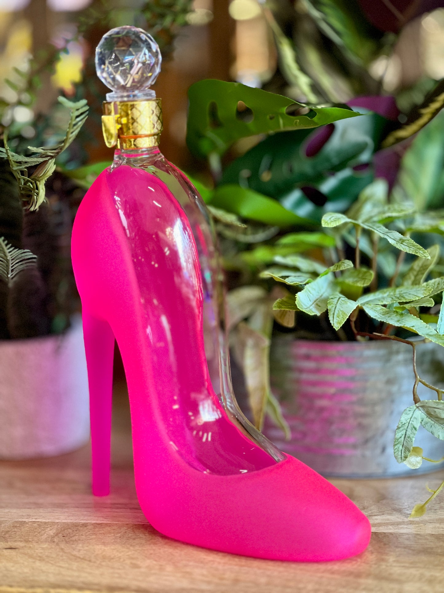 Pink Glass Shoe Decanter