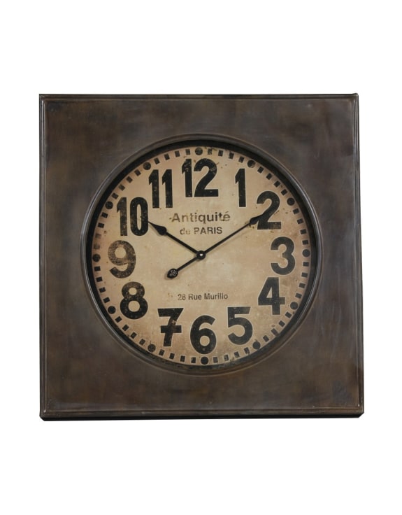 Large Square Antiqued 'Antiquite de Paris" Wall Clock