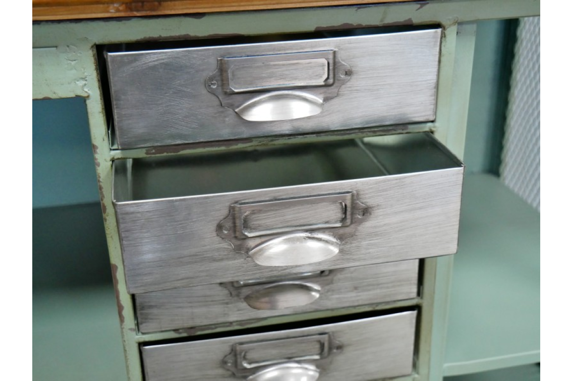 Industrial TV Cabinet Green Metal Wide
