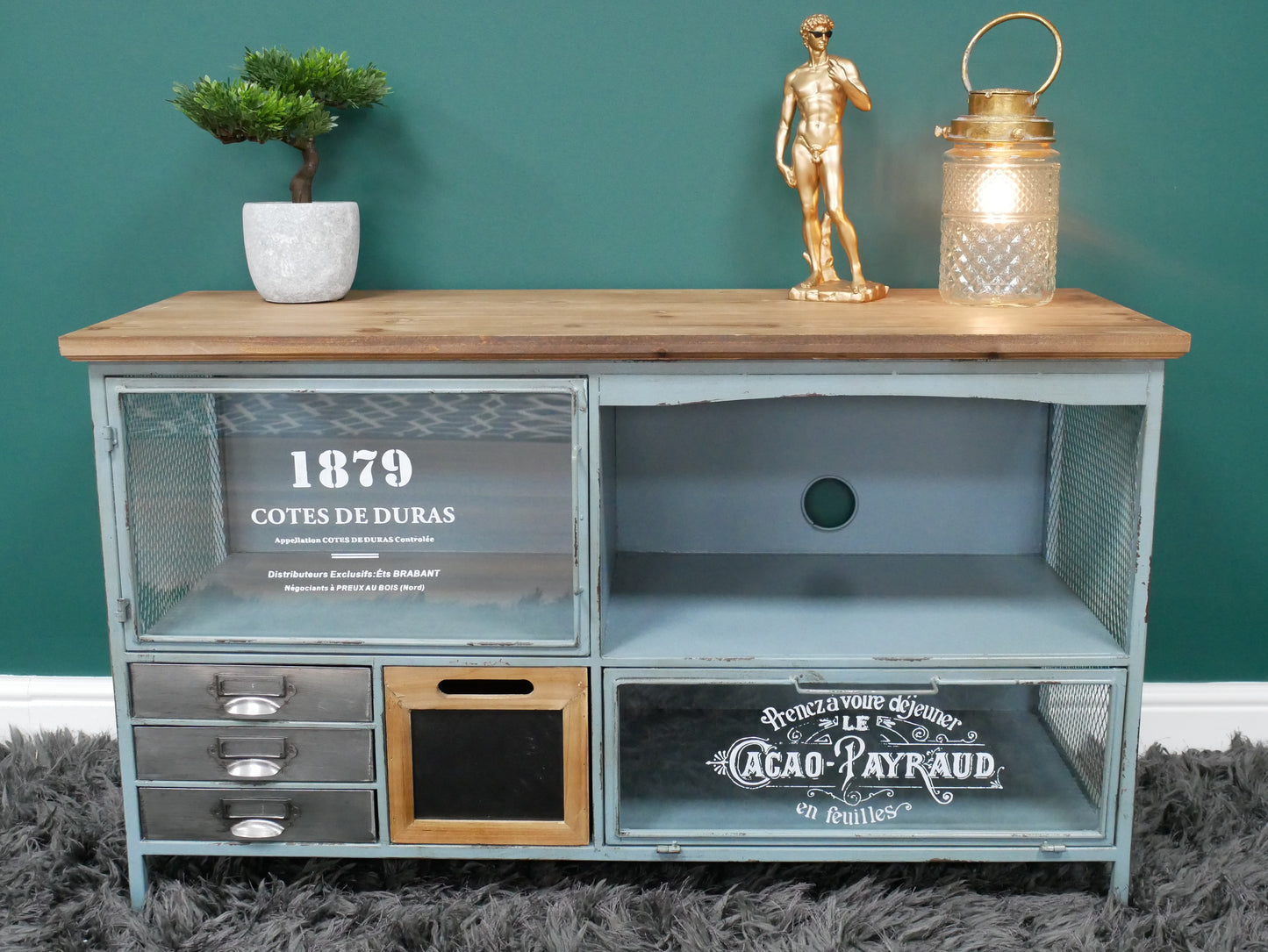 Industrial TV Cabinet Green Metal