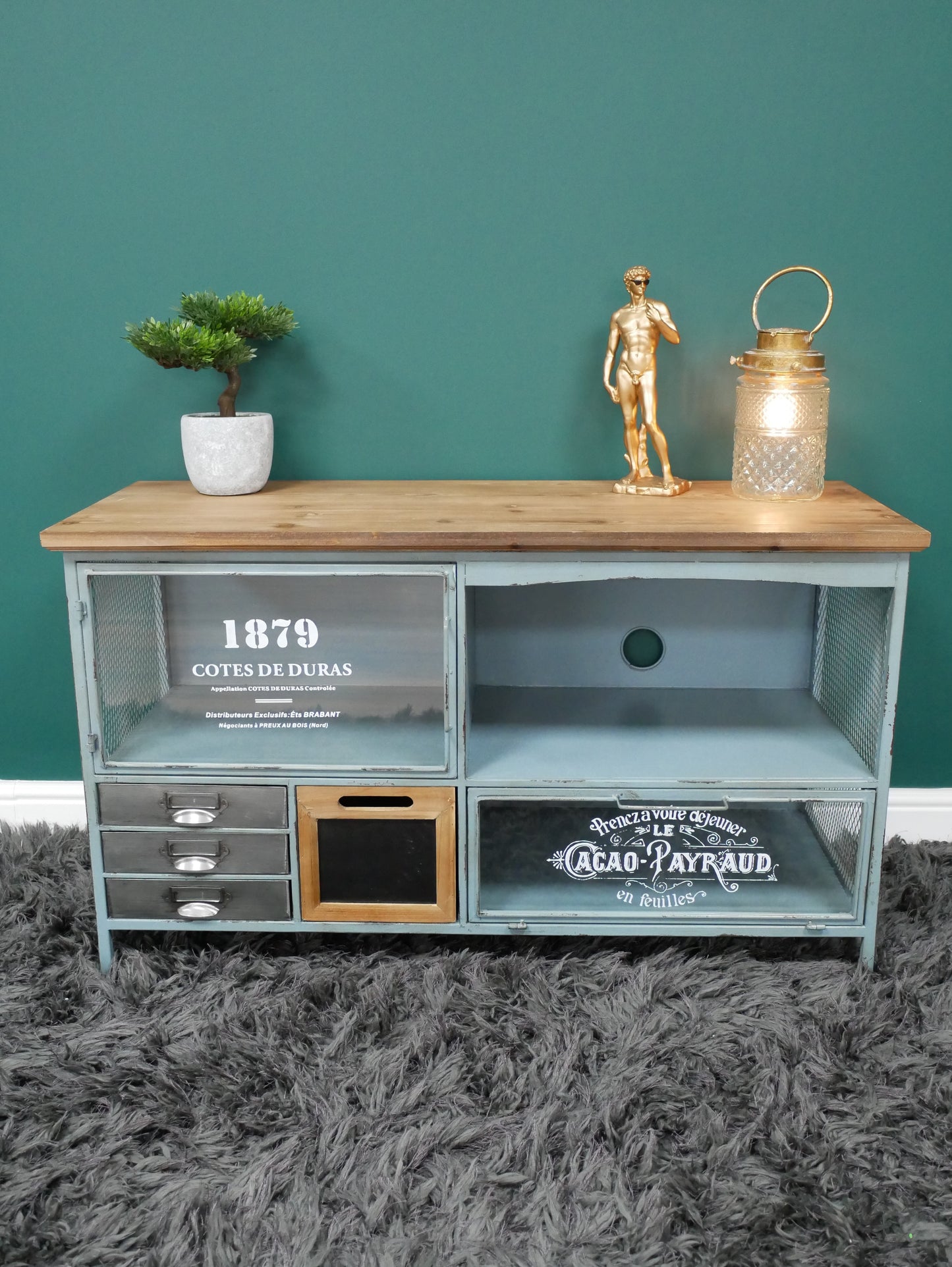 Industrial TV Cabinet Green Metal