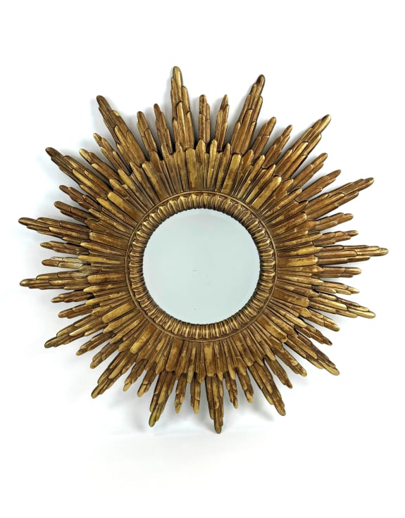 Antiqued Gold Finish Sun Mirror