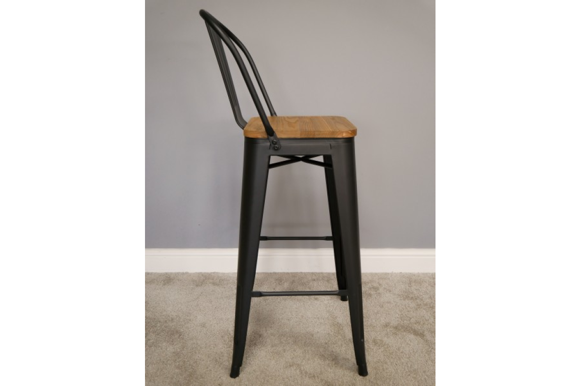 Bar Stool Metal with Wooden Top