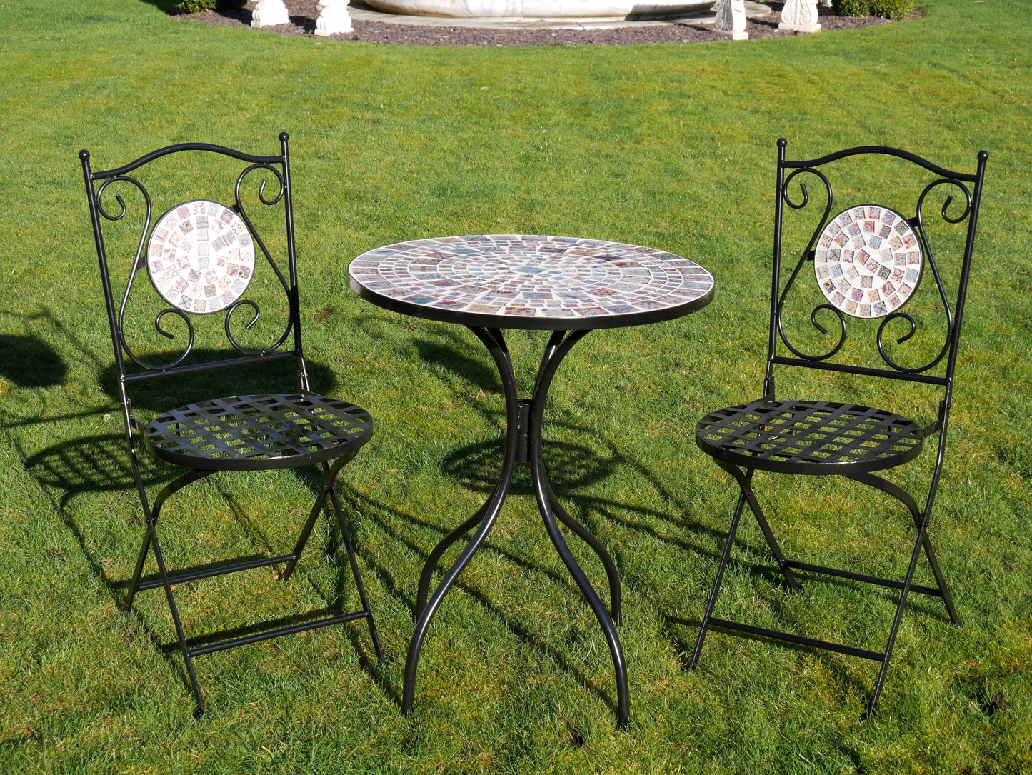 Outdoor Mosaic Table & Two Chair Bistro Set