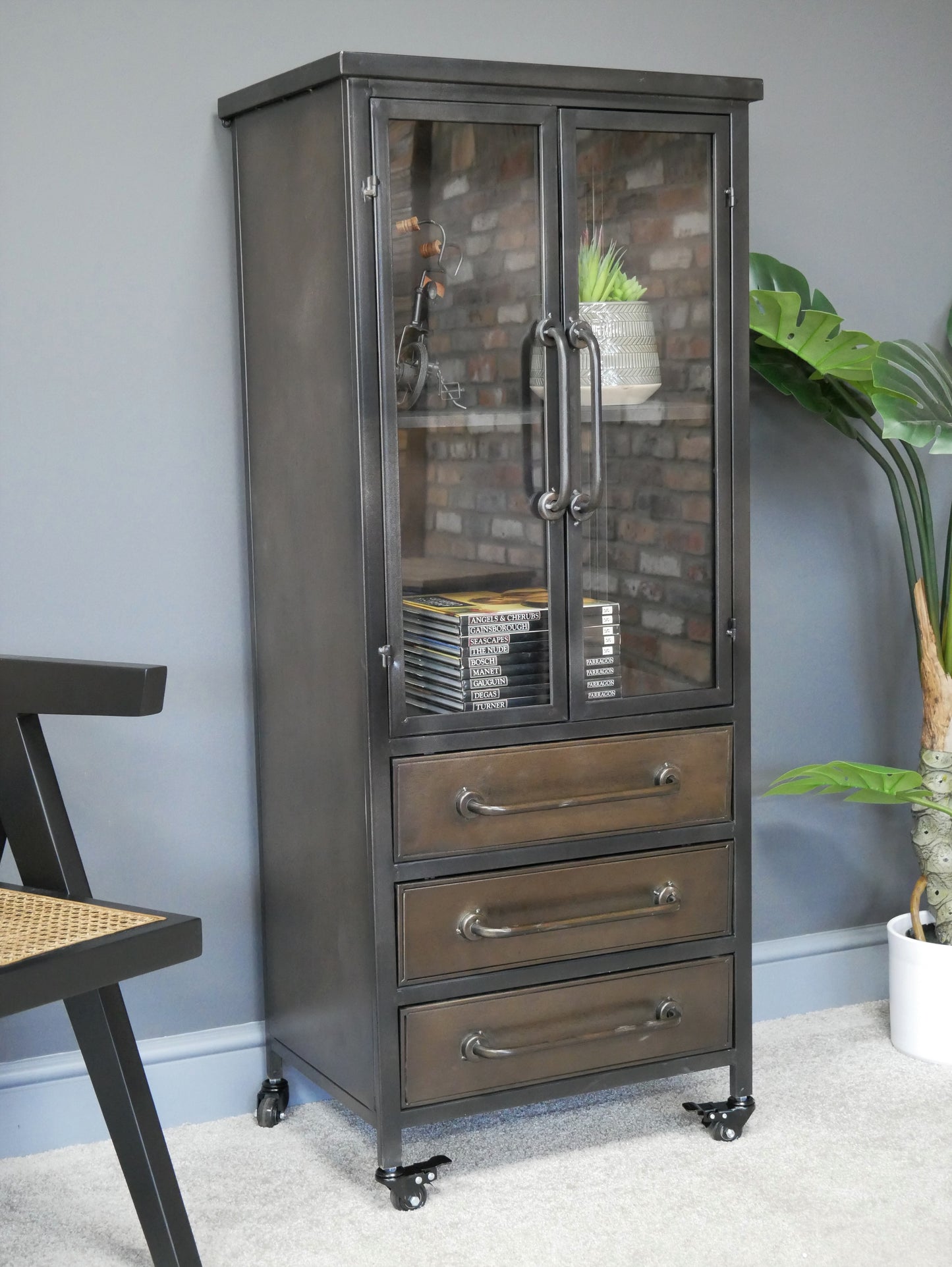 Industrial Cabinet with Glass Doors