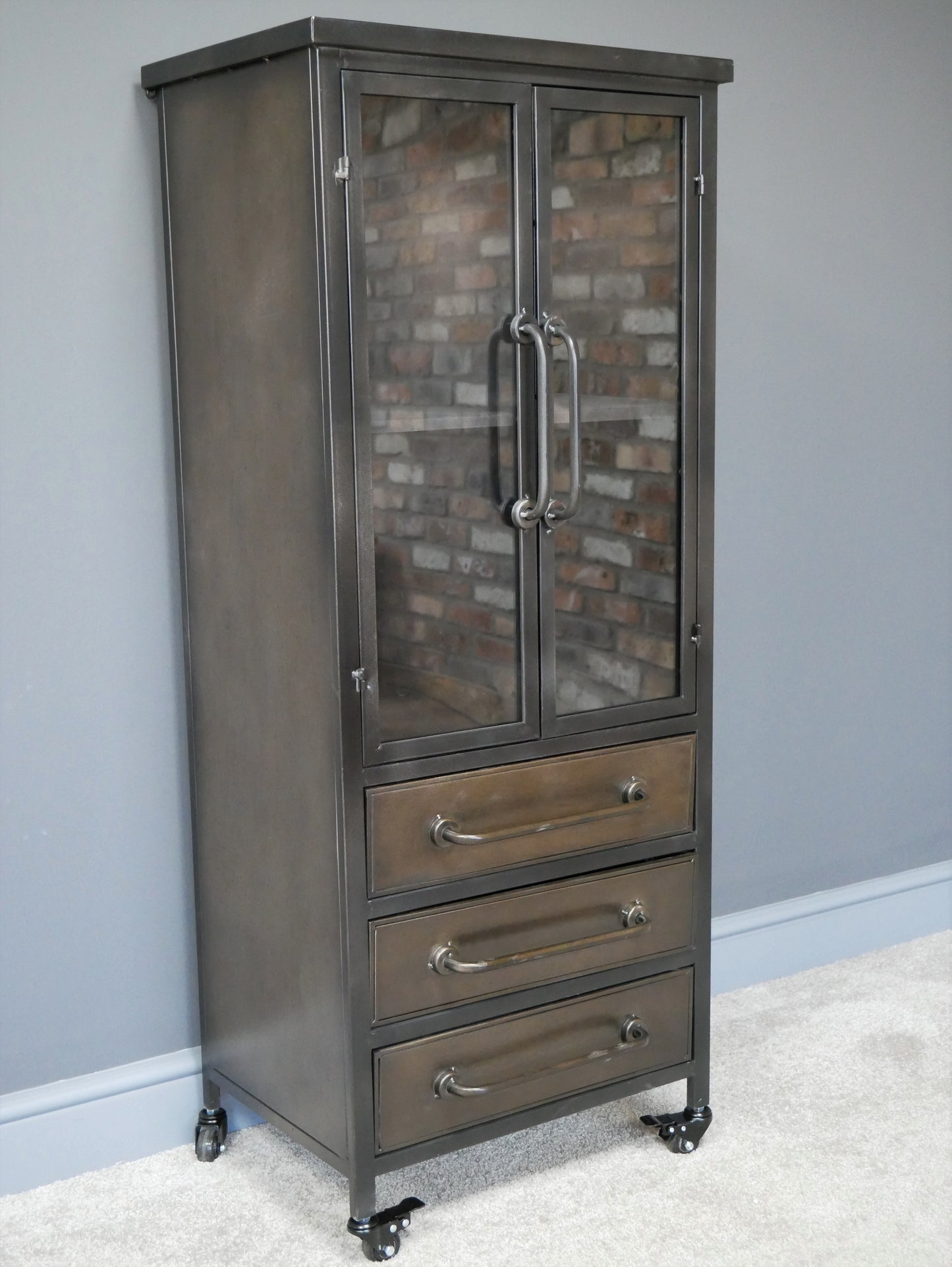 Industrial Cabinet with Glass Doors