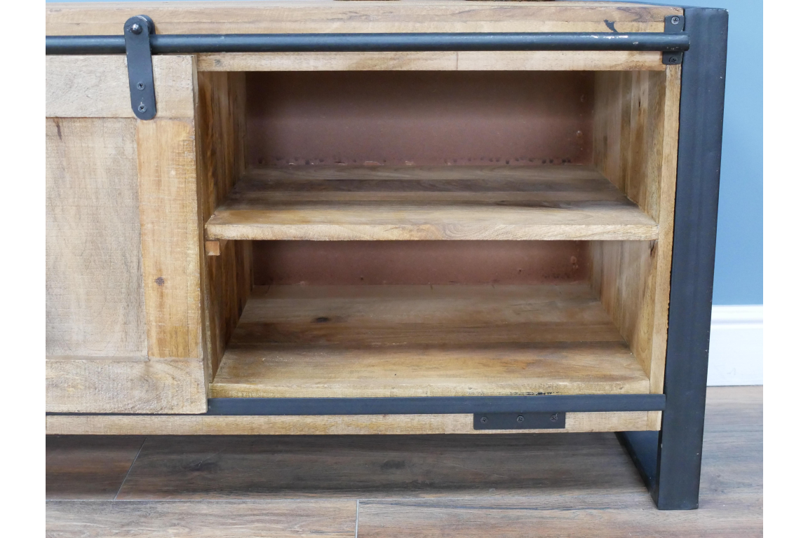 Industrial TV Cabinet With Sliding Doors