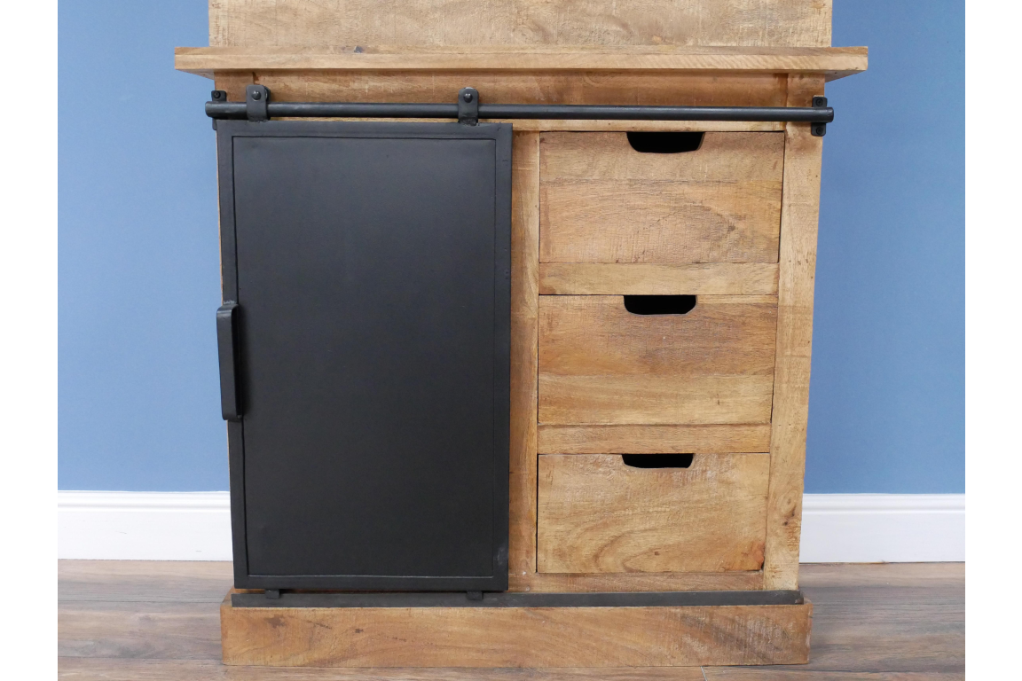 Tall Cabinet Sliding Door Wood & Metal