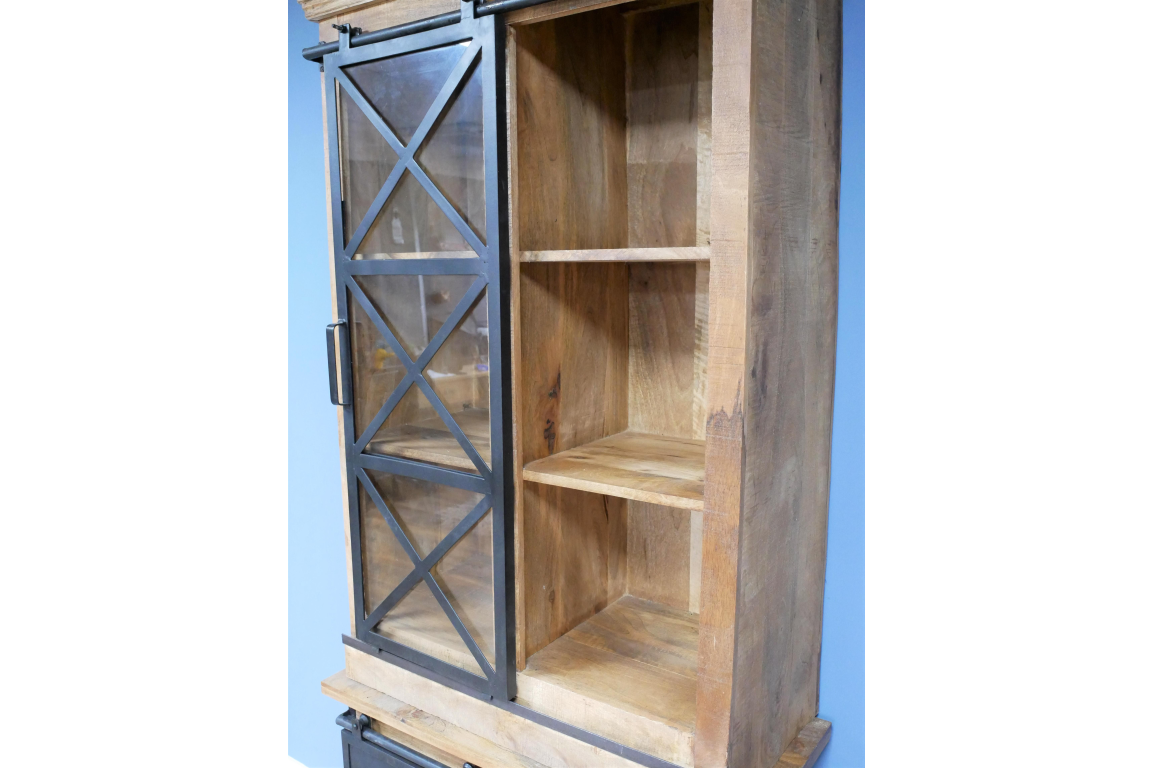 Tall Cabinet Sliding Door Wood & Metal