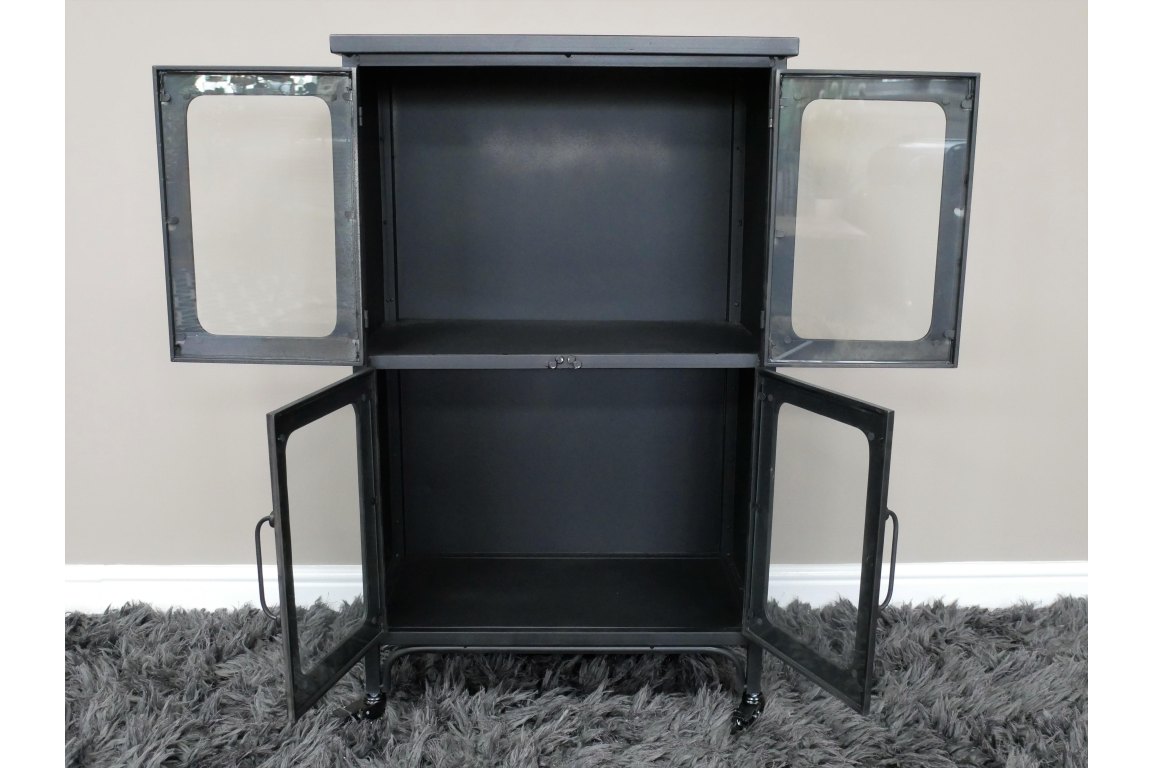 Industrial Cabinet with Glass Doors