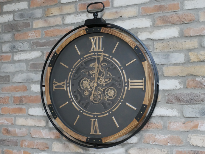 Clock With Moving Cogs Large