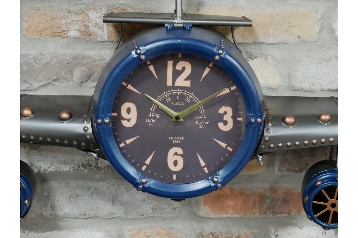 Aeroplane Wall Clock Blue / Black