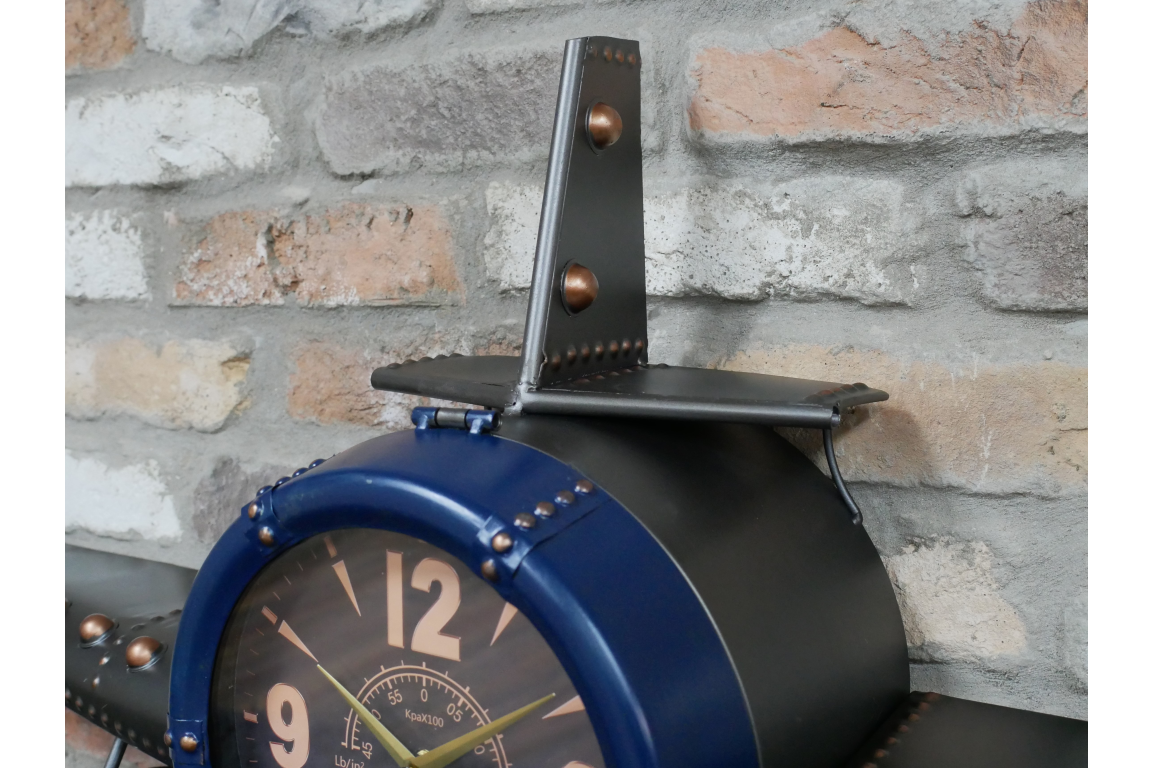 Aeroplane Wall Clock Blue / Black - Back In Stock