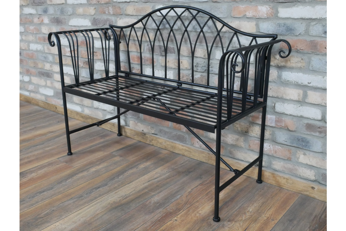 Outdoor Black Metal Garden Bench - Back In Stock