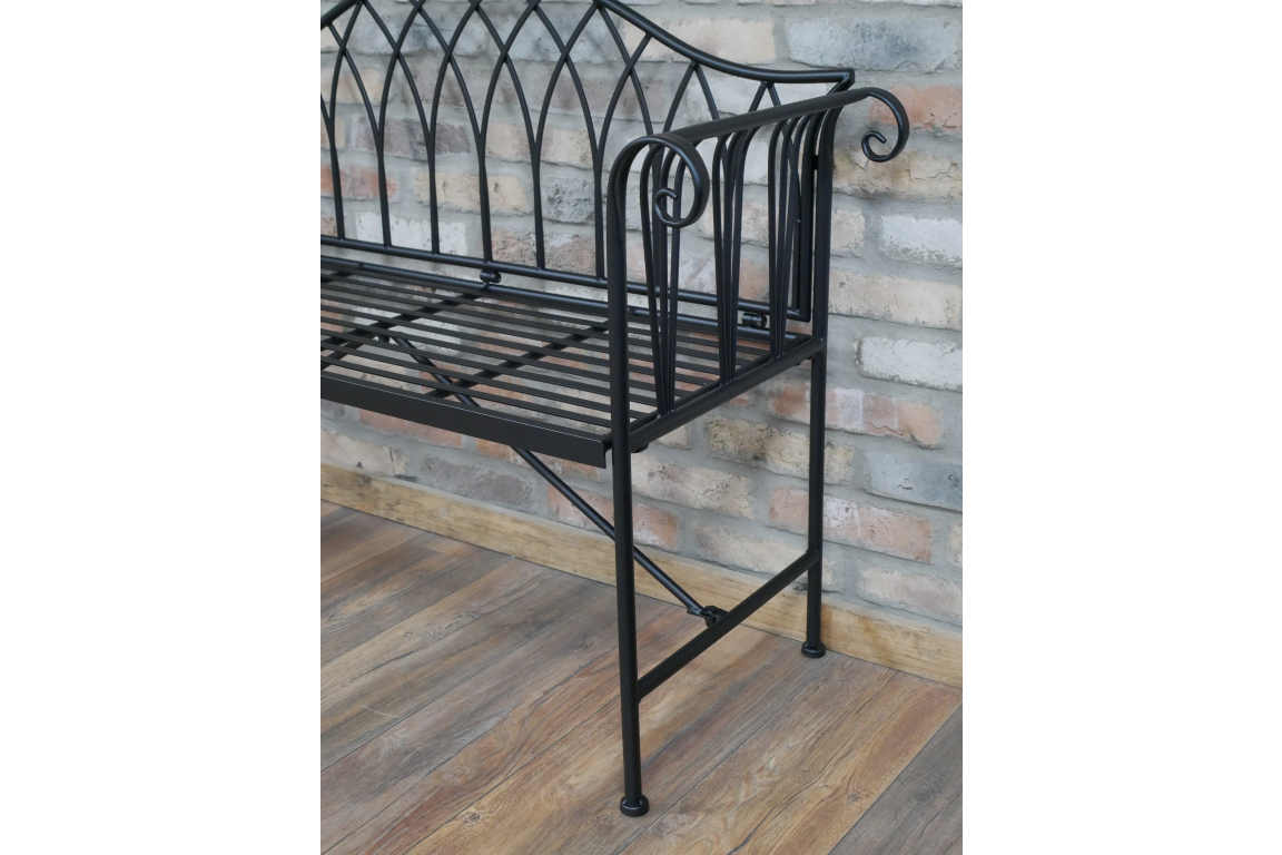 Outdoor Black Metal Garden Bench - Back In Stock