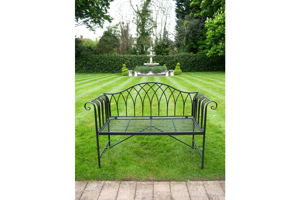 Outdoor Black Metal Garden Bench - Back In Stock