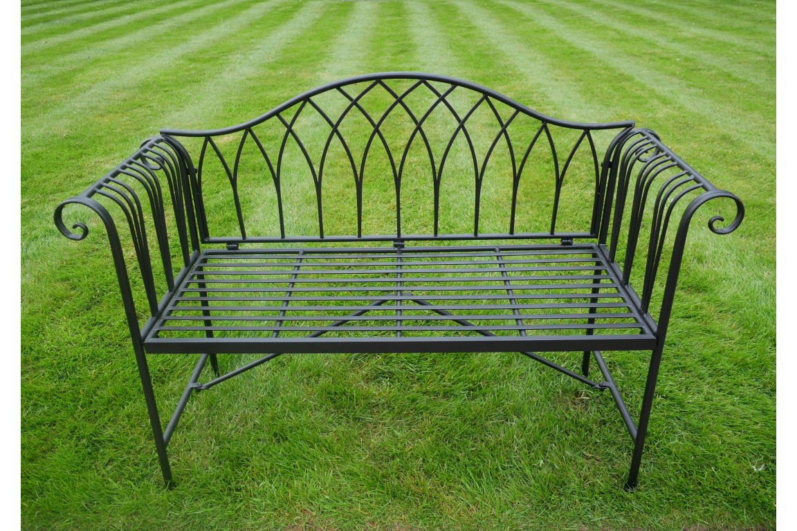 Outdoor Black Metal Garden Bench - Back In Stock