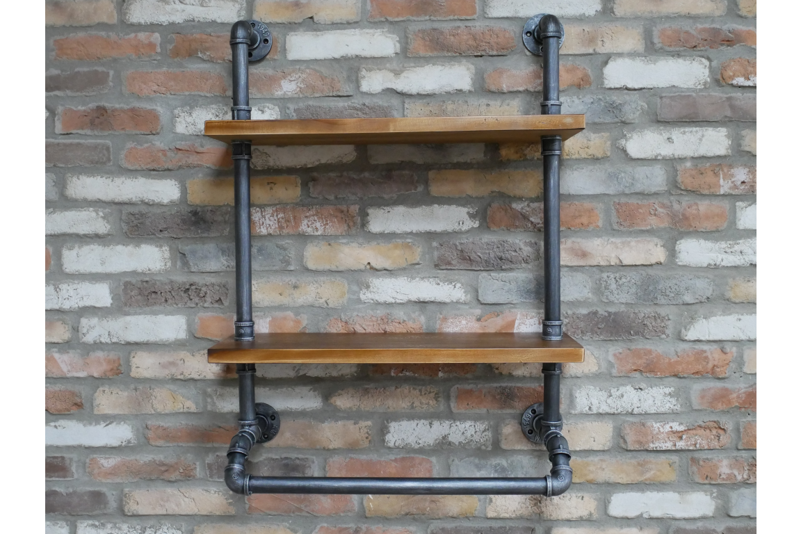 Pipe Wall Shelves with Rail