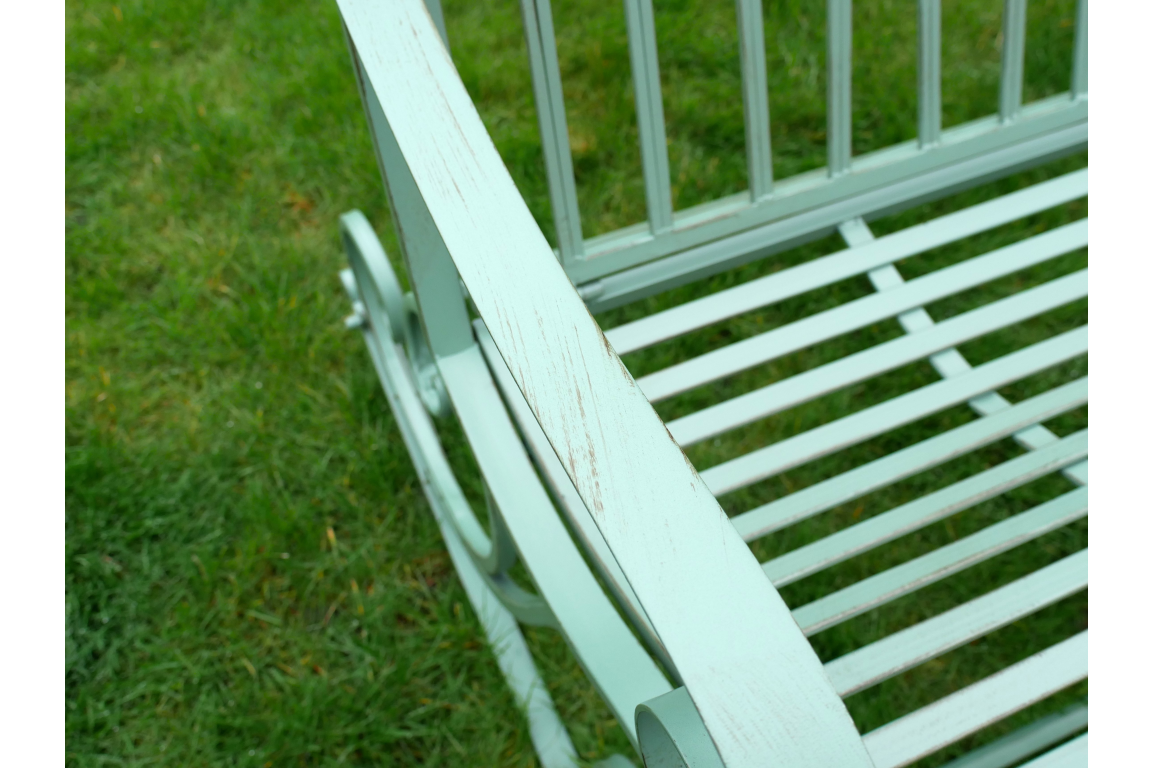 Outdoor Green Metal Rocking Bench