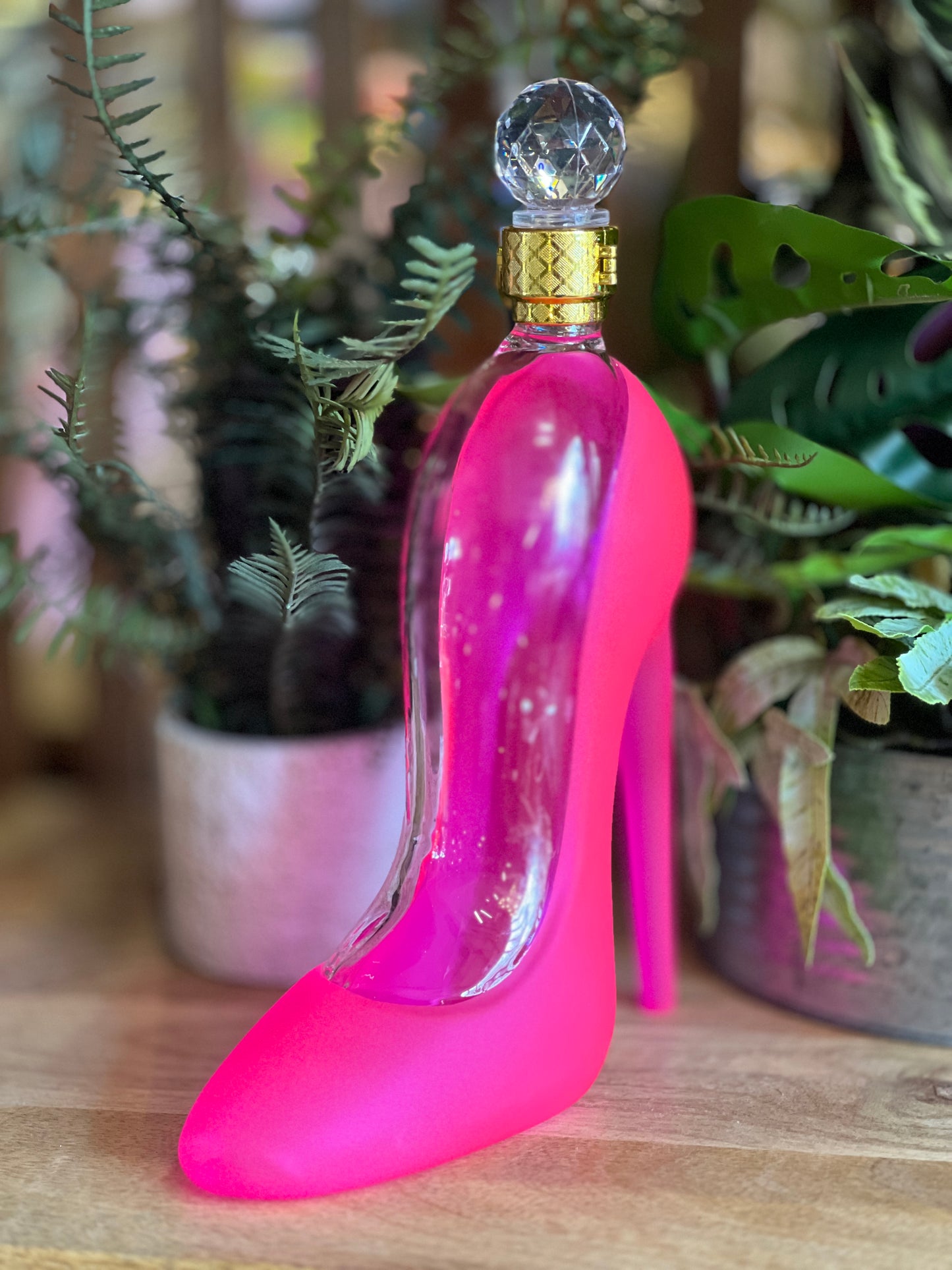 Pink Glass Shoe Decanter
