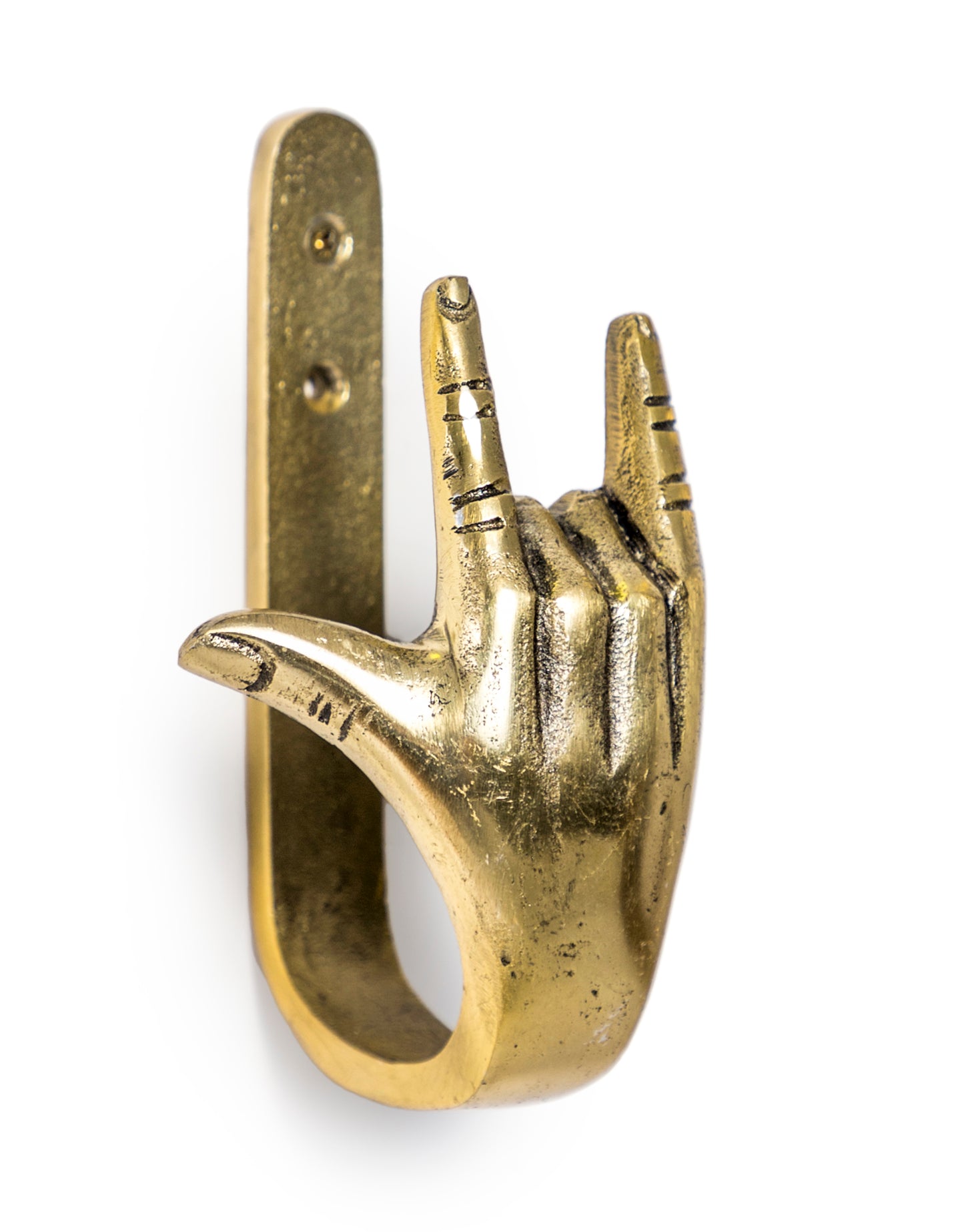 Antique Gold Rock On Hand Coat Hook