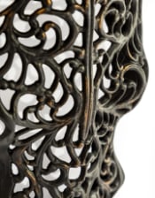 Black Metal and Wood Tribal Bison Wall Head