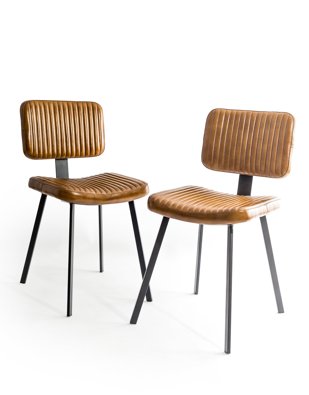Industrial Vintage Style Ribbed Leather & Iron Chair