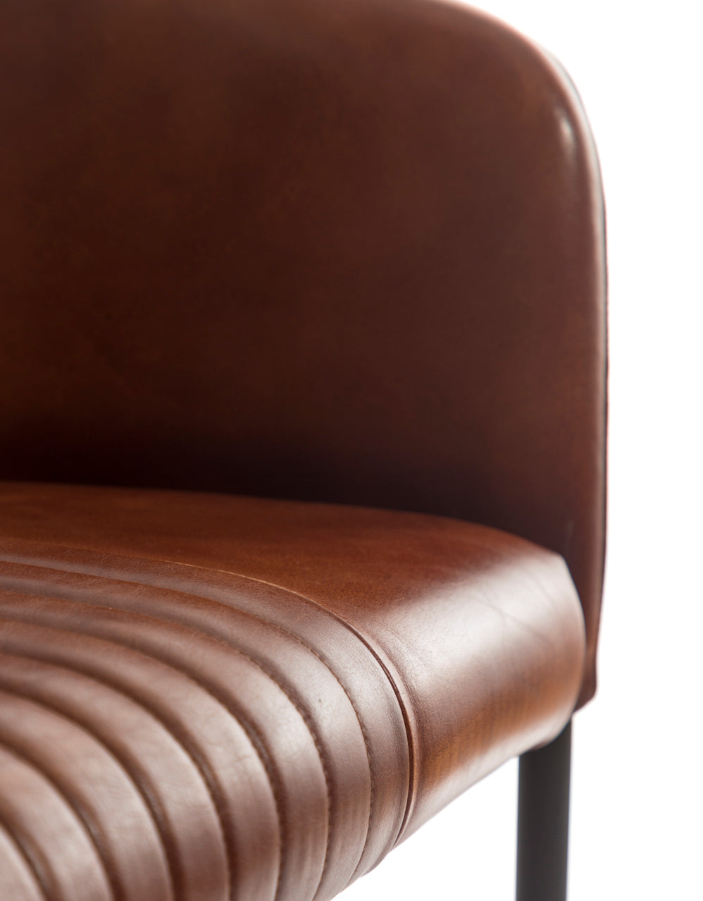 Industrial Vintage Leather & Iron Bench