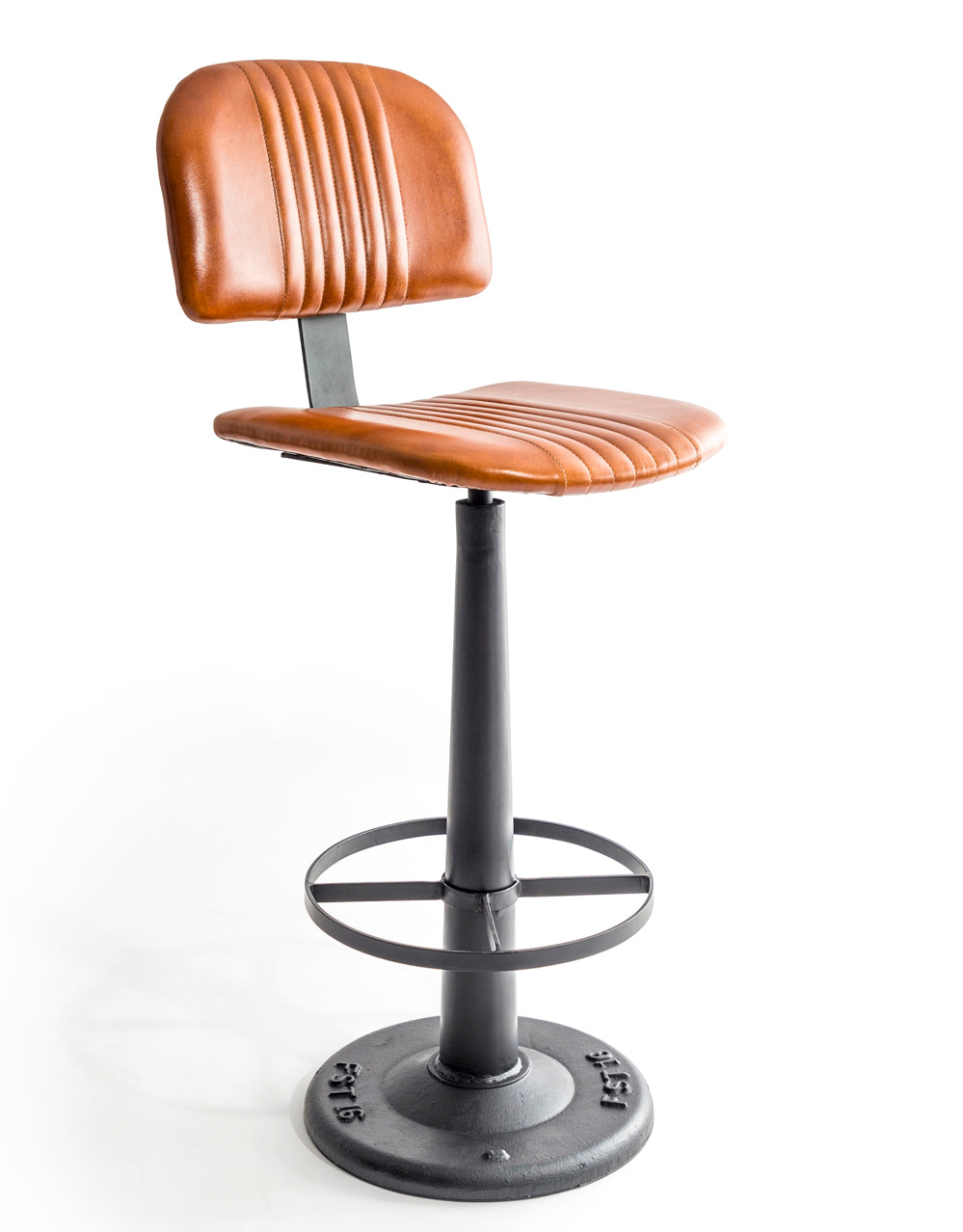 Industrial Vintage Leather Iron Bar Stool - Back In Stock