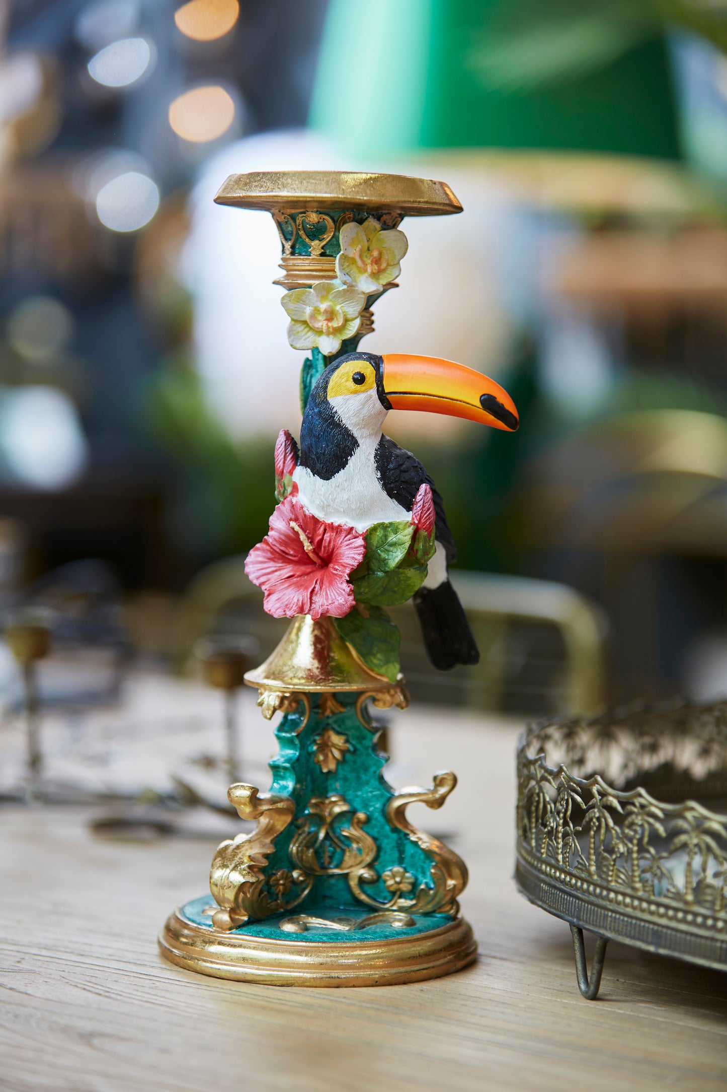 Pair of Ornate Toucan Candle Holders