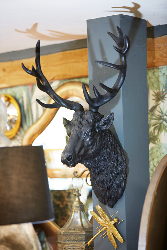 Large Matt Black Stag Wall Head- Back In Stock