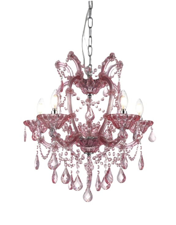Rose Pink Five Branch Murano Chandelier
