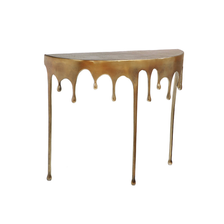 Gold Drip Oval Aluminium Console Table