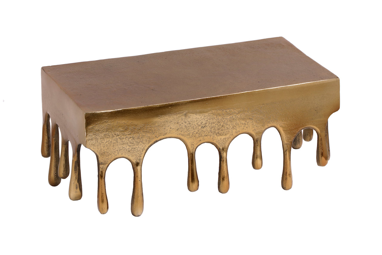 Gold Drip Small Rectangular Aluminium Wall Shelf