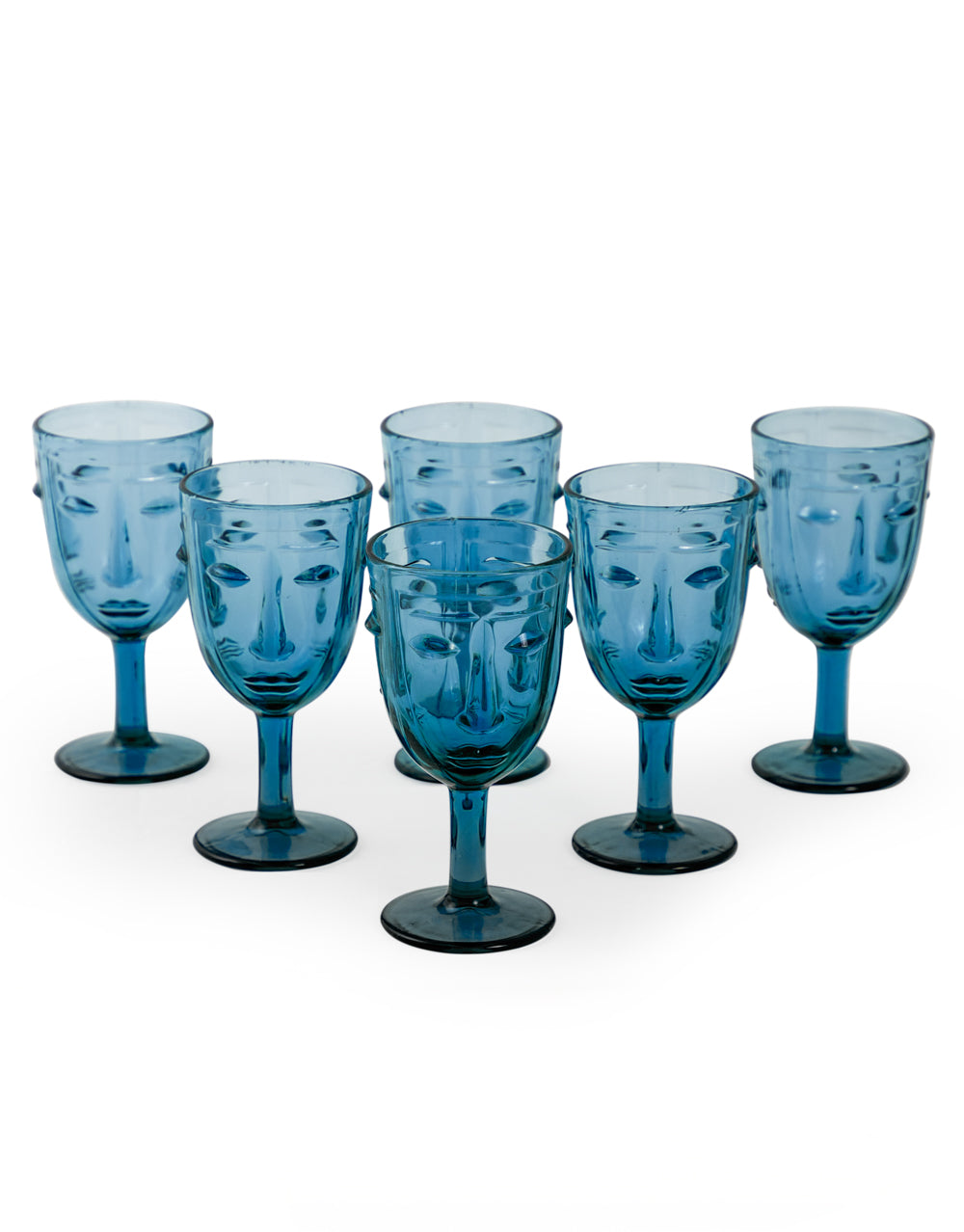 Deco Face Wine Glasses - Set Of 6