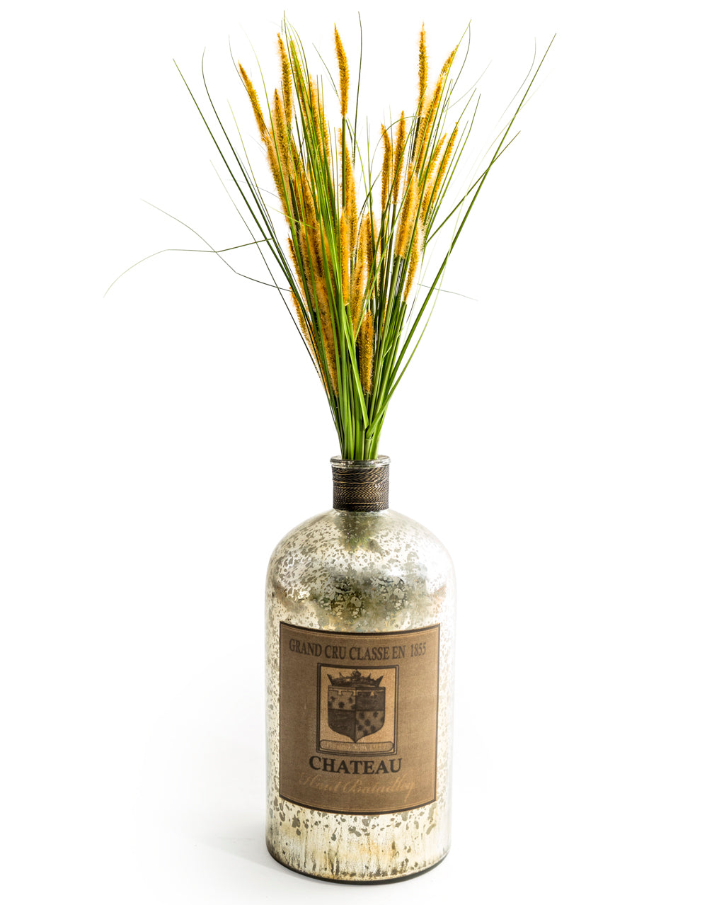 Large Antique Silver Glass Bottle / Vase