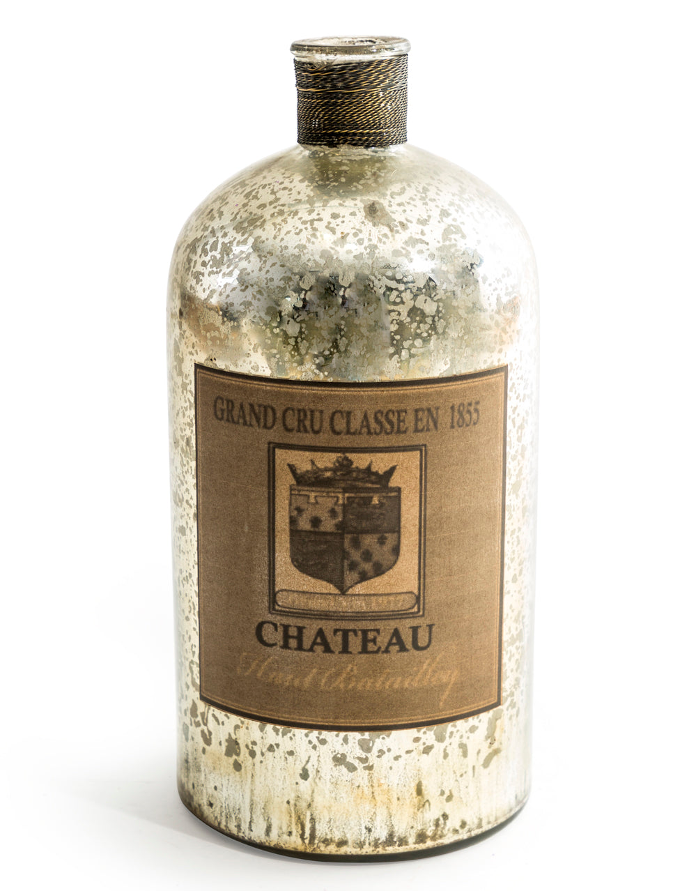 Large Antique Silver Glass Bottle / Vase