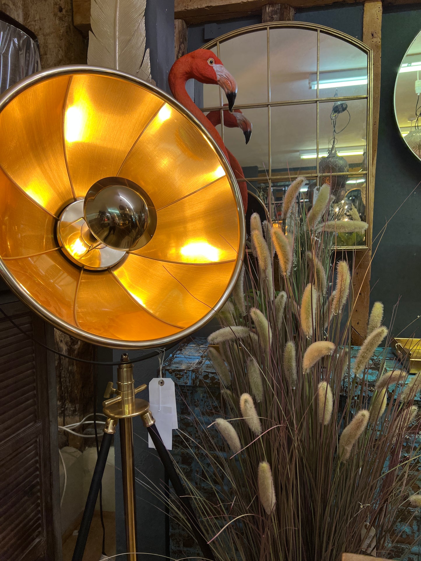 Black and Brass Large Tripod Floor Lamp