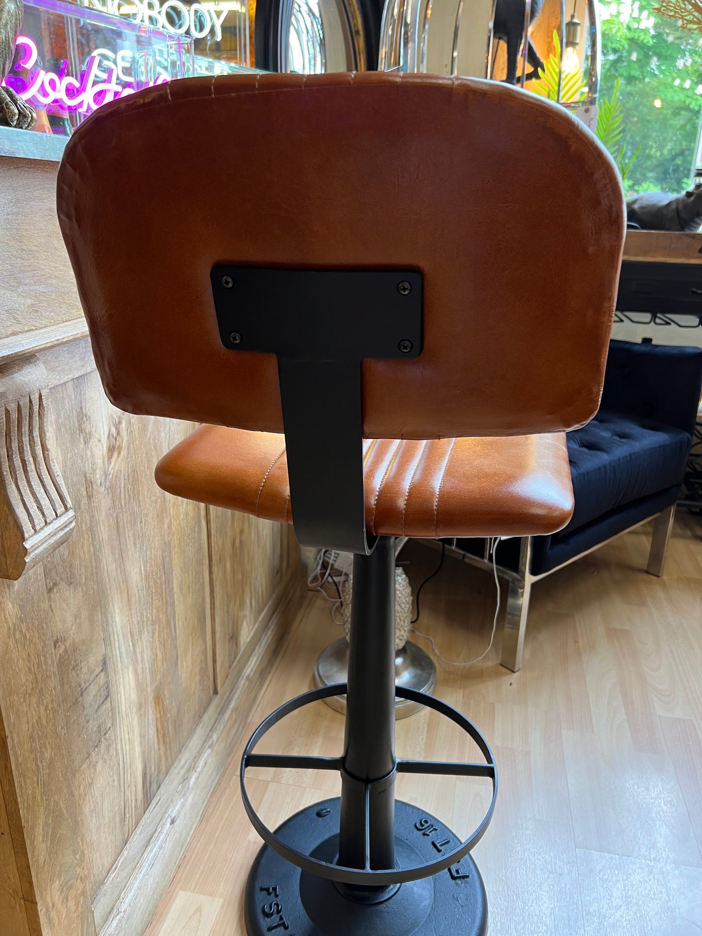 Industrial Vintage Leather Iron Bar Stool - Back In Stock