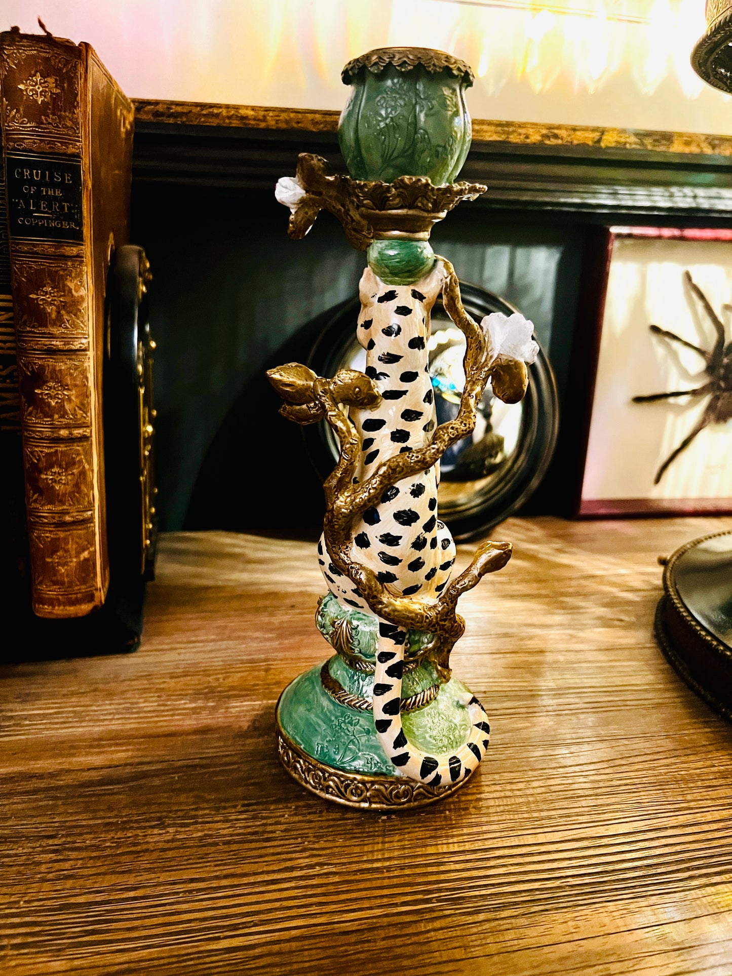 Ornate Leopard Candlestick