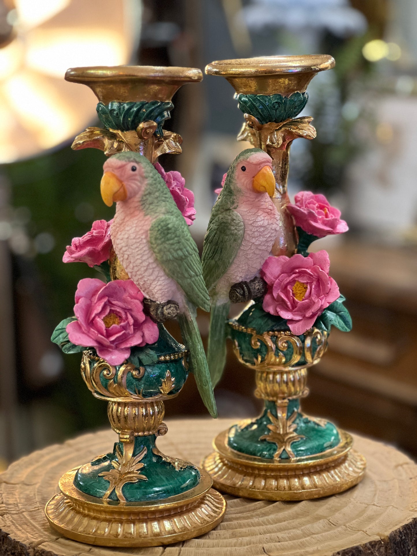 Pair of Ornate Parrot Candle Holders